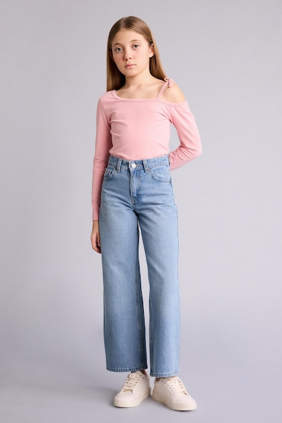 Girl Boat Neck Cotton Jersey T-Shirt