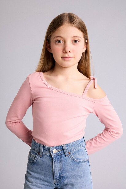 Girl Boat Neck Cotton Jersey T-Shirt