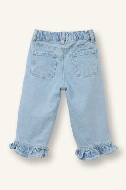 بنطلون بناتي قطن وايد ليج برجل واسع