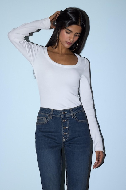 T-shirt côtelé Coupe slim