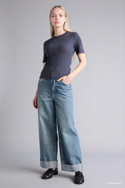 Slim Fit Basic Ribbed T-Shirt