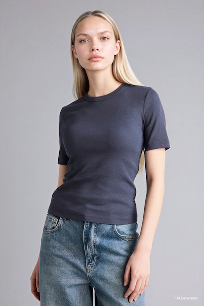 Slim Fit Basic Ribbed T-Shirt