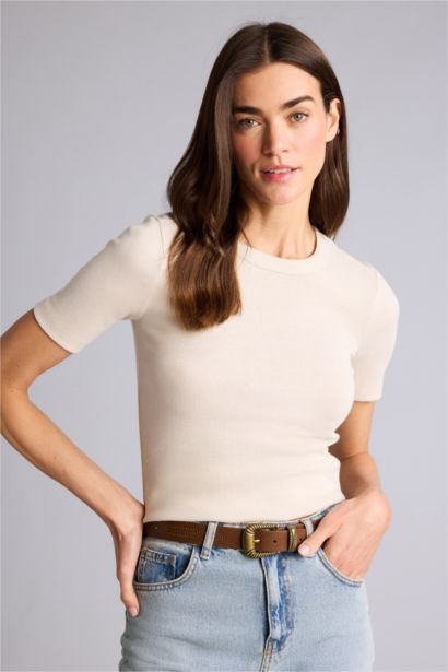 T-shirt à manches courtes Coupe slim raccourcie