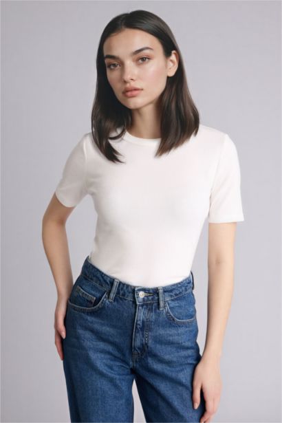 Базовая футболка кашкорсе Slim Fit в рубчик