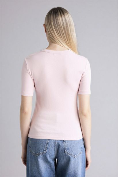 Базовая футболка кашкорсе Slim Fit в рубчик