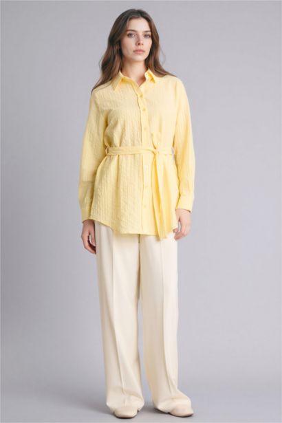 تونيك كم طويل منسوج قصة عادية