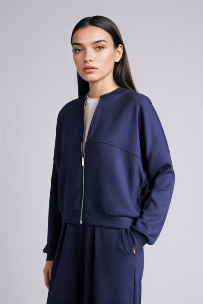 Relax Fit Half Turtleneck Basic Cardigan