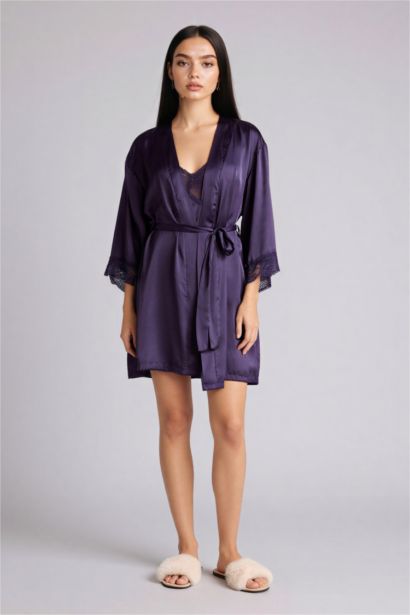 Халат стандартного кроя с воротником из сатина Fall in Love