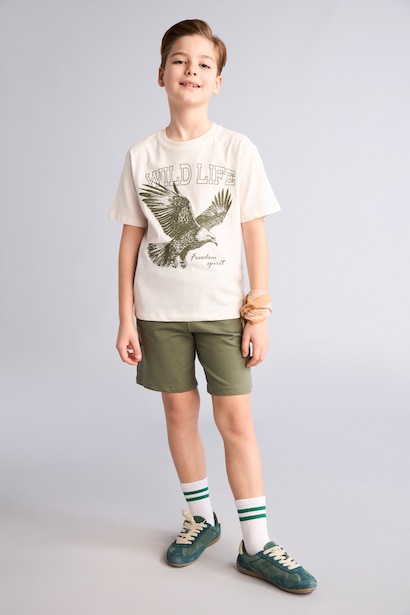 Boy Regular Fit Printed T-Shirt Shorts 2 piece Set