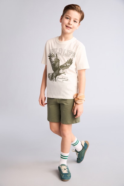 Boy Regular Fit Printed T-Shirt Shorts 2 piece Set