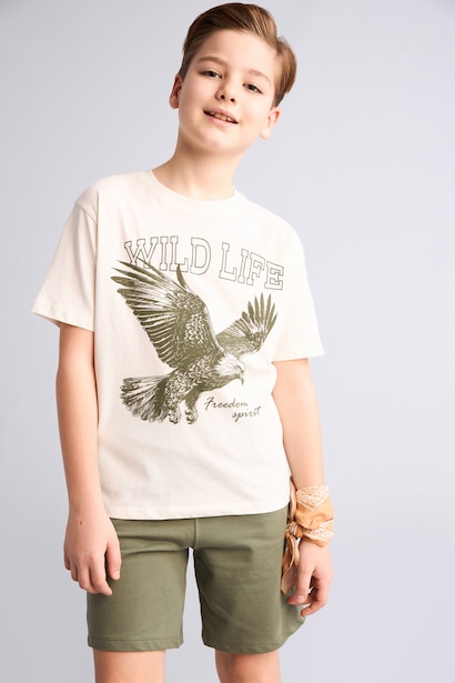 Boy Regular Fit Printed T-Shirt Shorts 2 piece Set