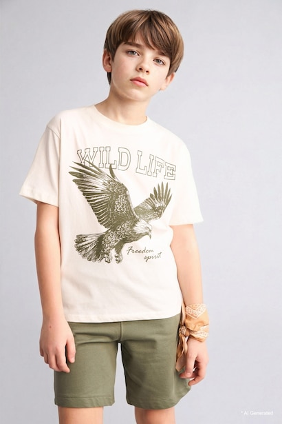 Ensemble T-shirt imprimé et Short pour garçon