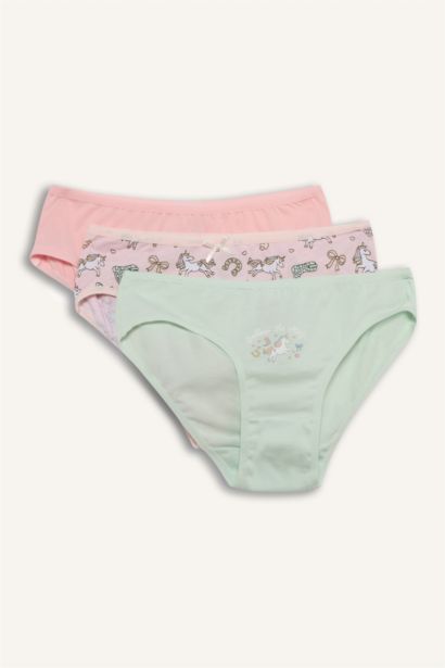 Girl Unicorn Print Cotton 3 Piece Slip Panties
