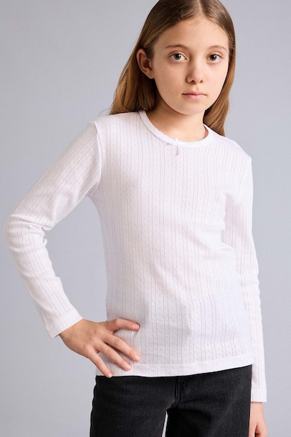 Girl Cotton Crew Neck Top