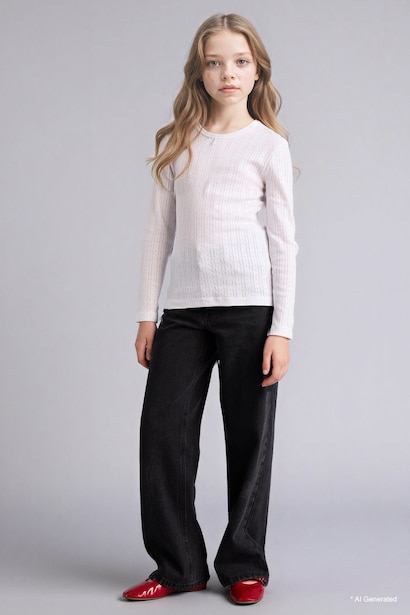 Girl Cotton Crew Neck Top
