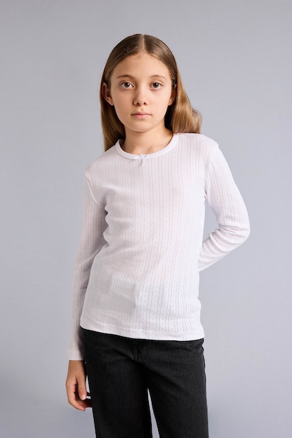 Girl Cotton Crew Neck Top