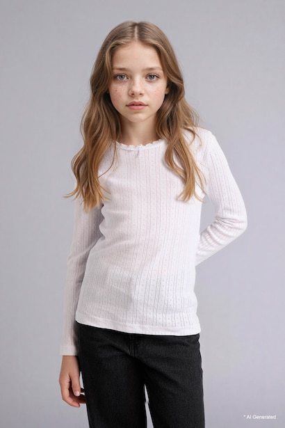 Girl Cotton Crew Neck Top