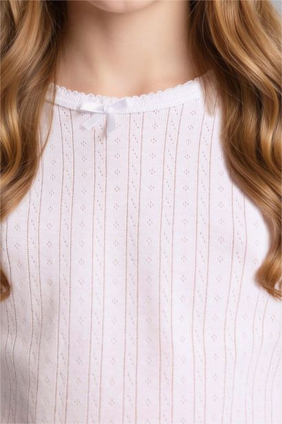 بلوزة بناتي قطن قصة عادية وياخة مستديرة