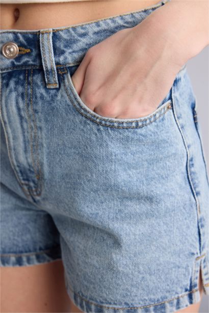 Mom Fit жоғары белді тік балақ джинс шорты