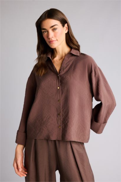 Overshirt Fit жейде жағалы модал ұзын жеңді жейде