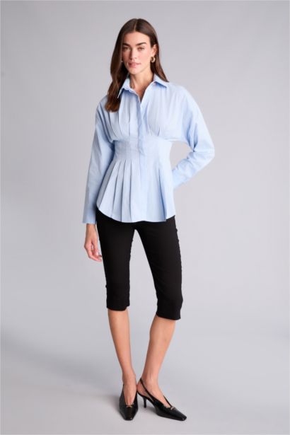 قميص ردن طويل بوبلين مخصر سليم فيت