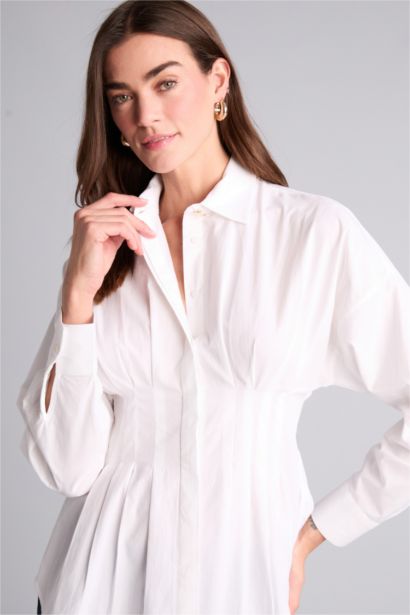 Fıtted Gömlek Yaka Poplin Uzun Kollu Gömlek