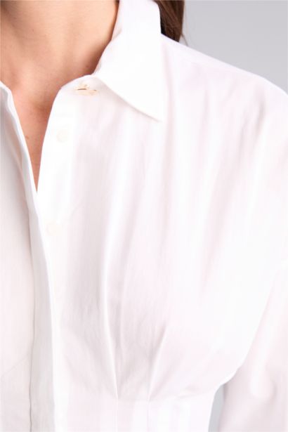 Fıtted Gömlek Yaka Poplin Uzun Kollu Gömlek