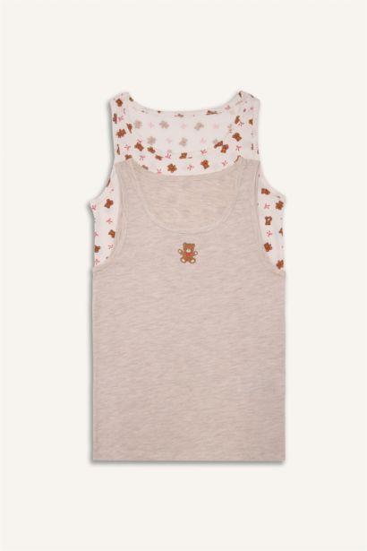 فانيلة بناتي قصة عادية وطبعة دب - قطعتين