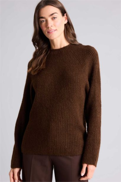 بلوز صوف قصة عادية بياخة مستديرة