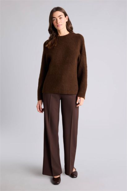 بلوز صوف قصة عادية بياخة مستديرة