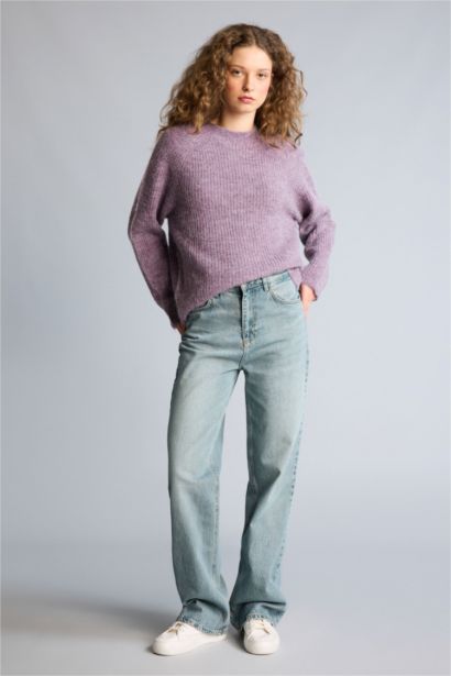 Regular Fıt Bisiklet Yaka Kazak