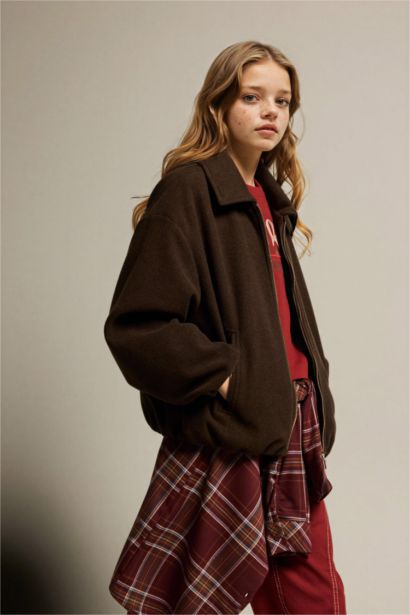 Girl Polo Collar Puffer Jacket