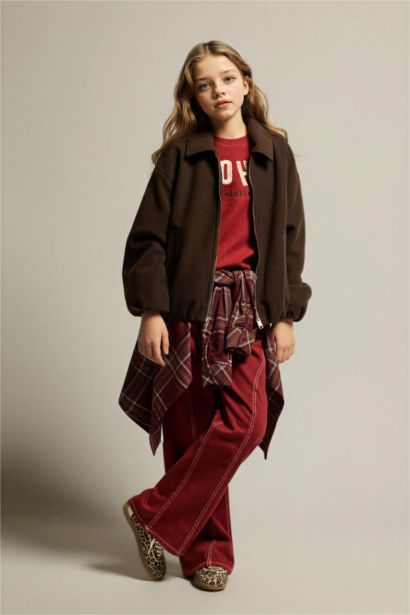 Girl Polo Collar Puffer Jacket