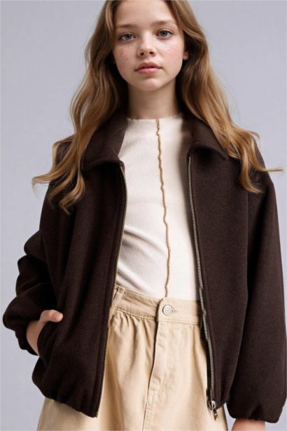 Girl Polo Collar Puffer Jacket