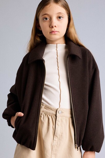 Girl Polo Collar Puffer Jacket
