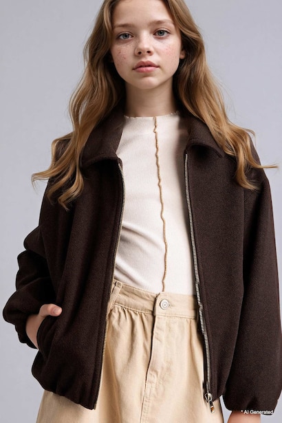 Girl Polo Collar Puffer Jacket