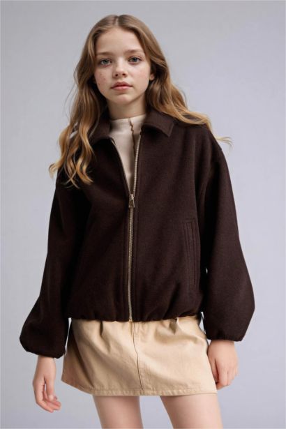 Girl Polo Collar Puffer Jacket