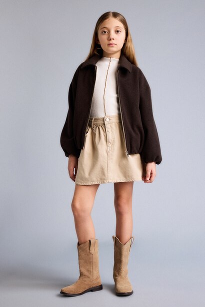 Girl Polo Collar Puffer Jacket