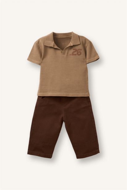 2 piece Regular Fit Polo Collar Set