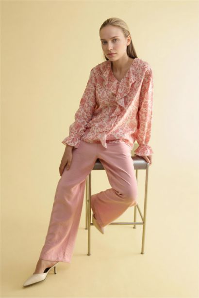 Desenli Uzun Kollu Bluz