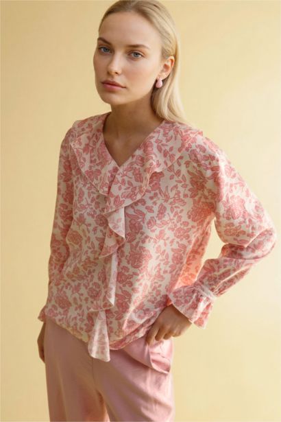 Desenli Uzun Kollu Bluz