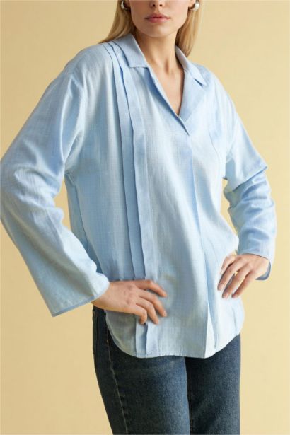 بلوزة ردن طويل قصة مريحة