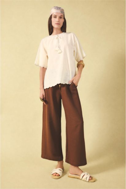 Relaxed Fit Kısa Kollu Vual Bluz