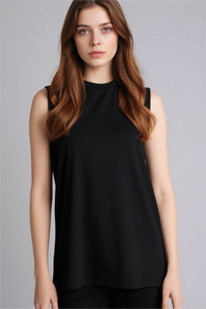 Slim Fit Cotton Crew Neck Short Sleeve Tunic