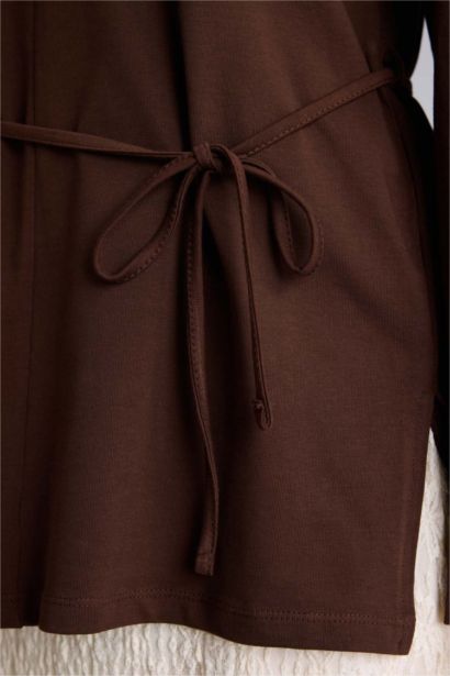 تونيك كم طويل قصة فضفاضة بحزام