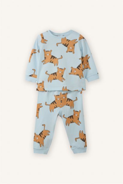 سيت بجامة بيبي ولادي بطبعة نمر - قطعتين