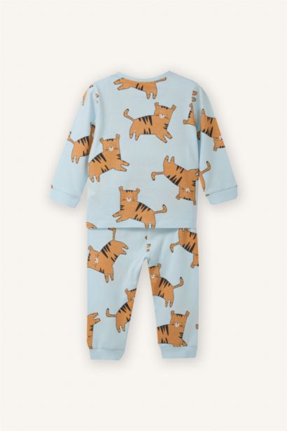 سيت بجامة بيبي ولادي بطبعة نمر - قطعتين