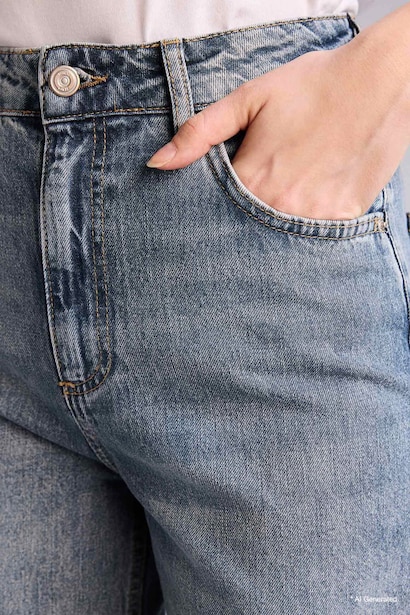 100% Cotton 90's Wide Leg High Waist Long Jeans