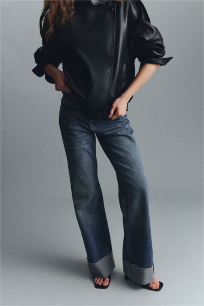 Straight Fit Wide Leg Normal Waist Long Jeans