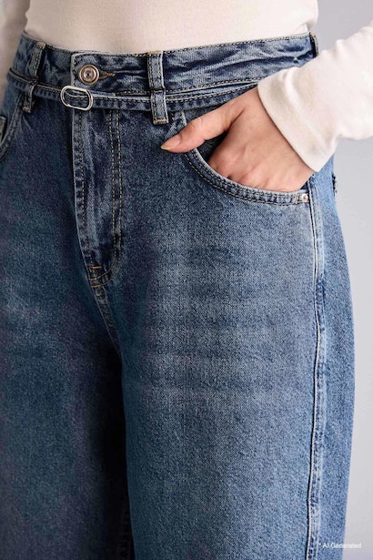 100% Cotton Barrel Fit Regular Waist Ankle Length Jeans